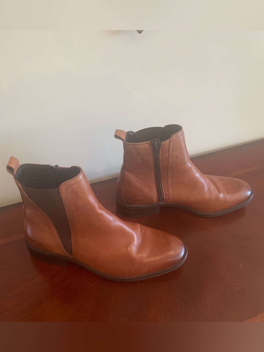 Luca Ferri Tan Leather Chelsea Zip Ankle Boots